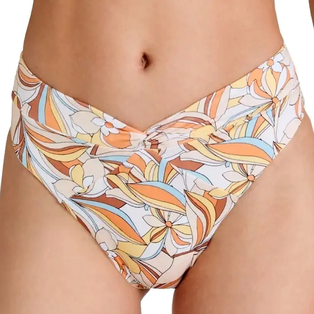 L* SPACE Nancy Lee Reversible Swim Bikini Bottom Bitsy Cut Sunshine Floral NWOT - Picture 2 of 10